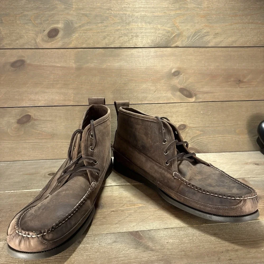 ll bean jackman mens size 14 shoes brown leather comfort chukka signature boots